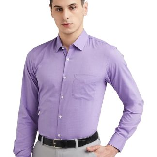 Peter England Men's Everyday Solid Slim Fit Full Sleeve Formal Shirt | Cotton-Rich